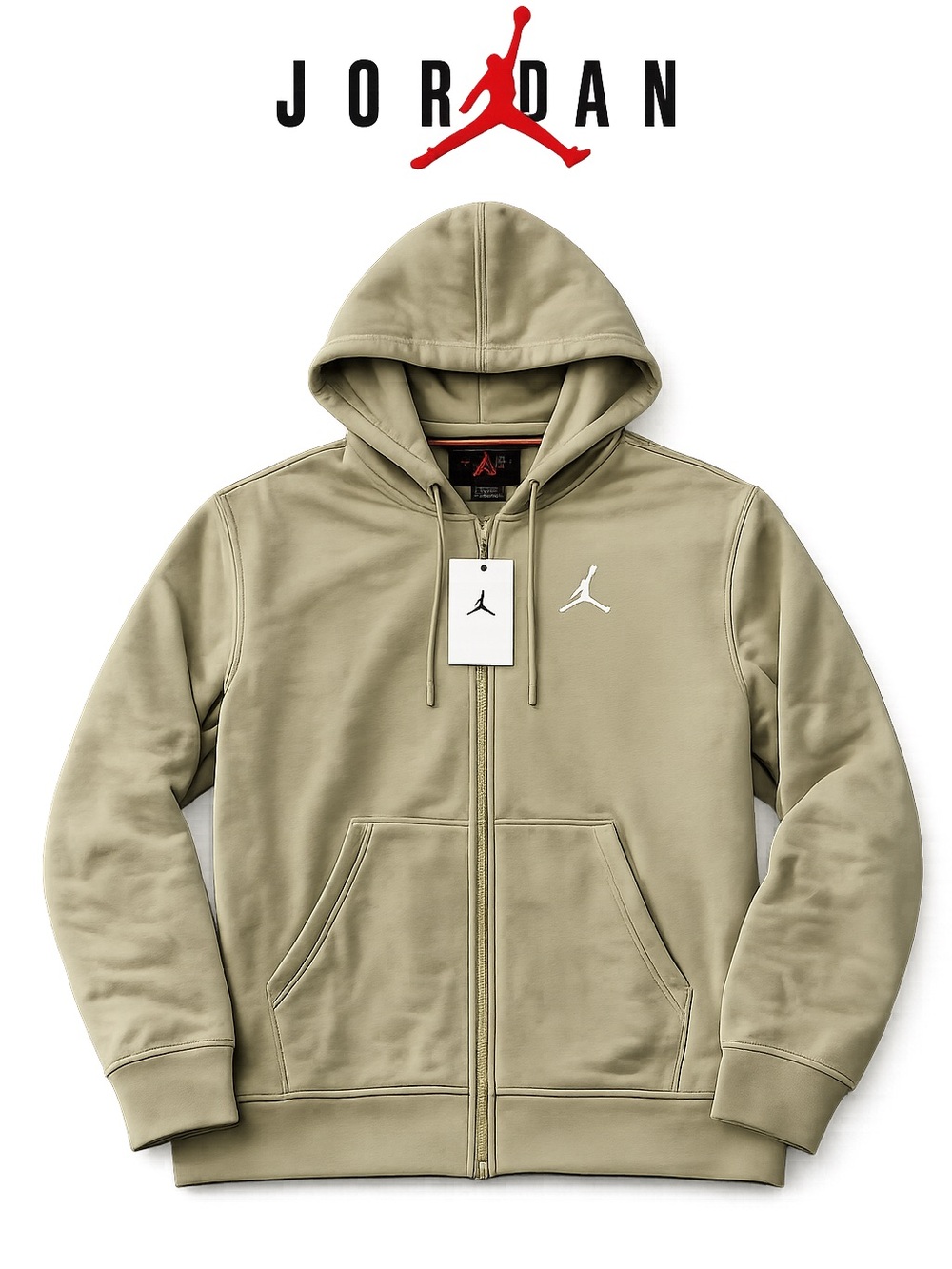 NWT-  Jordan Olive Green Full-Zip Hoodie Jacket - Size Large